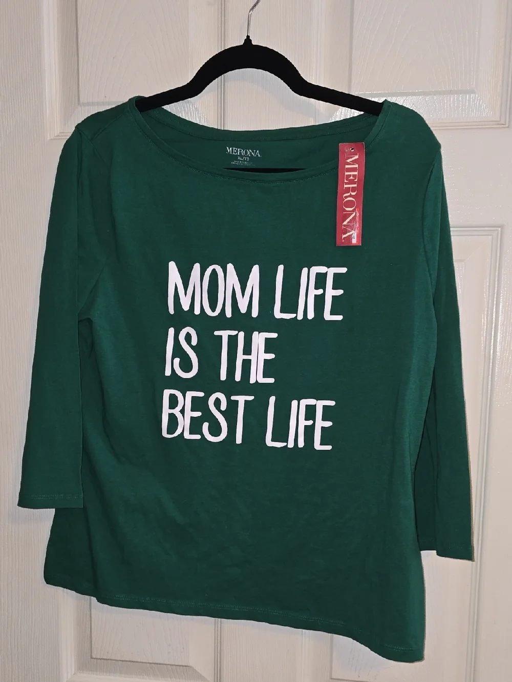 Merona Forest Green Long Sleeve Tee with White Graphic